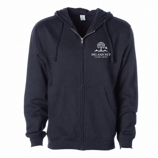 Classic Navy Midweight Zip-Up Hoodie